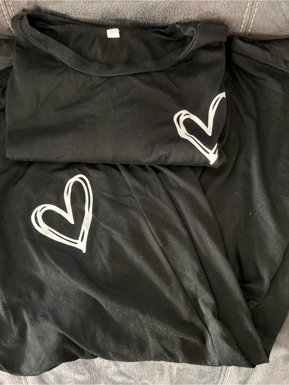Black Heart Graphic pant / Top set - White Heart Prints